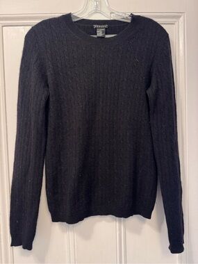 Theory Black Cable-Knit Crewneck Sweater